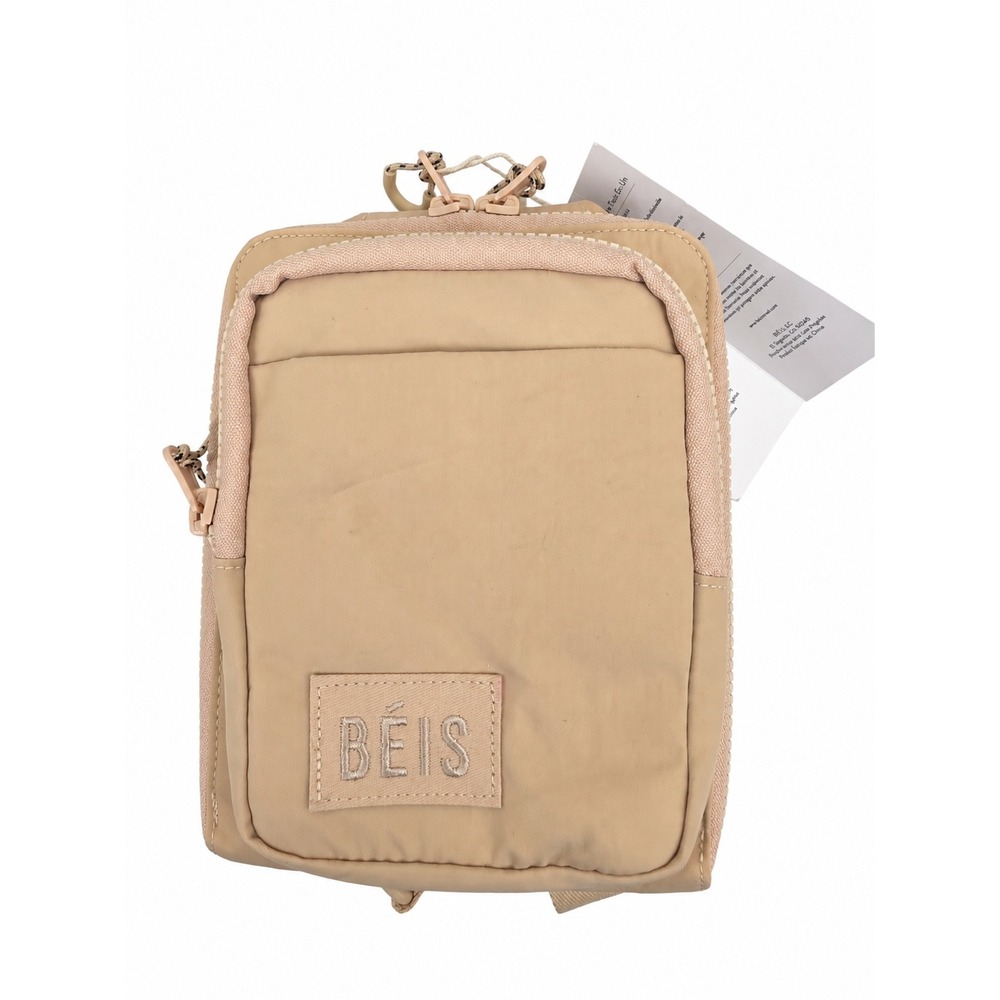 BEIS All-In-One Sling Bag Beige Travel Crossbody Hidden Bottle Pocket NEW